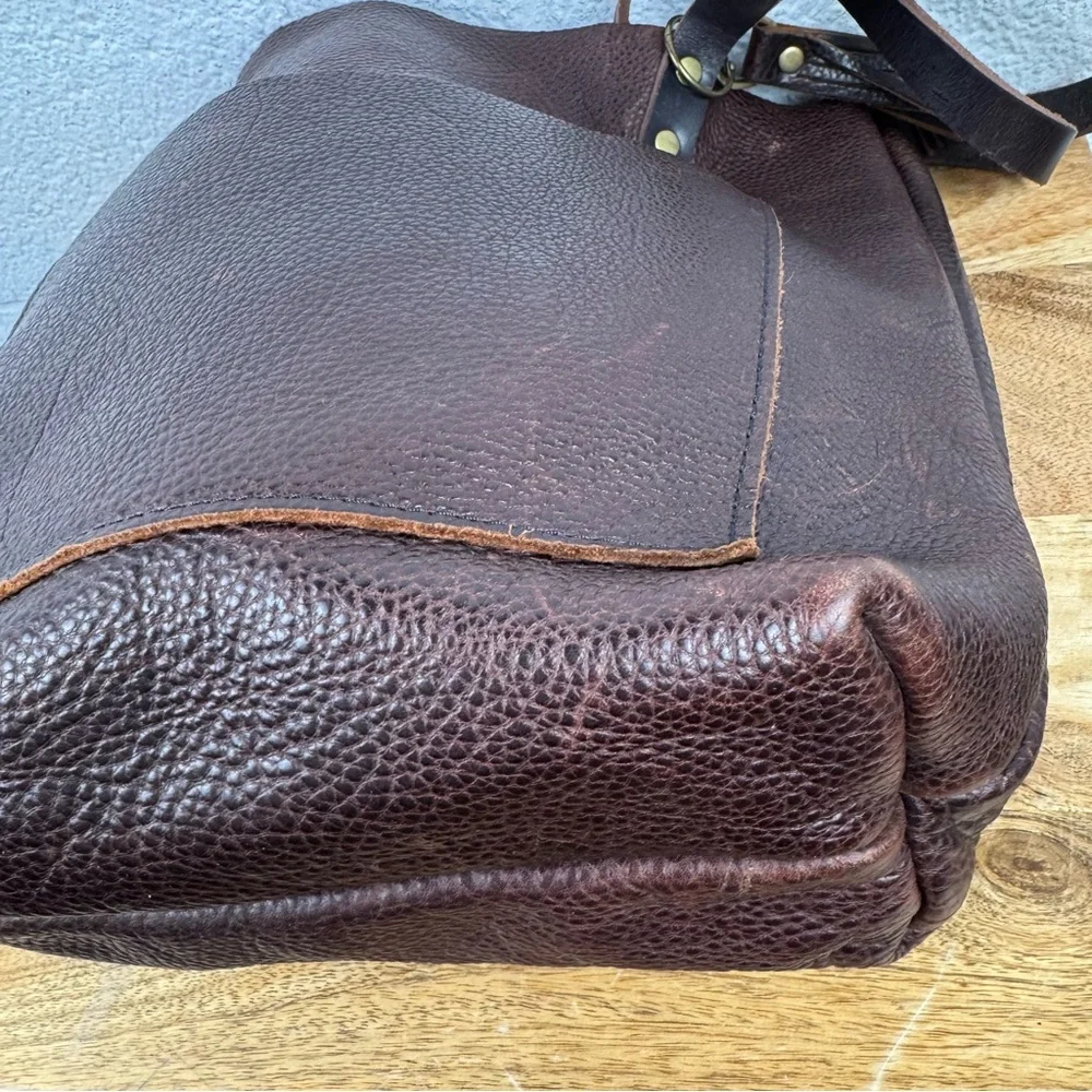 Portland Leather Goods Small Coldbrew Brown Pebbled Leather Tote Bag - Picture 8 of 13